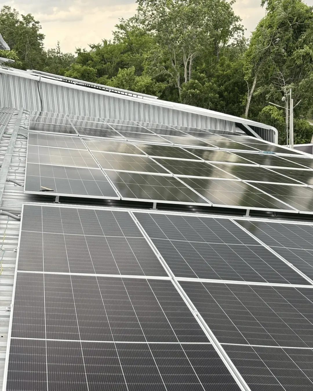 Solar panels on commercial metal roof